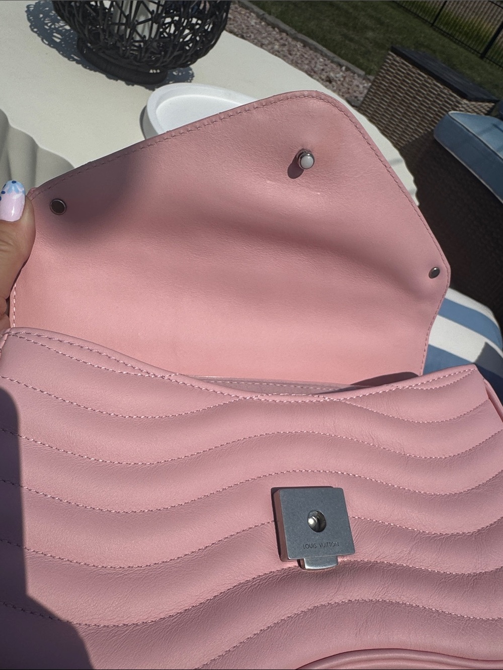 Louis Vuitton Pink Quilted Chain Wave Bag with Multicolor Vuitton Logo - Picture 9 of 10